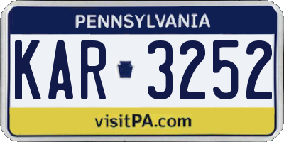 PA license plate KAR3252
