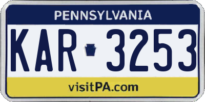 PA license plate KAR3253