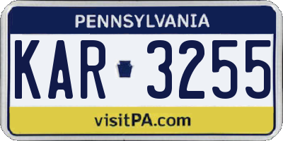 PA license plate KAR3255