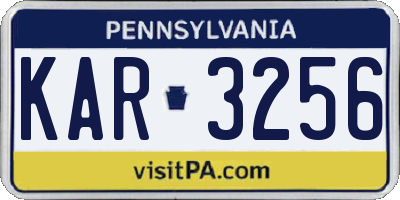PA license plate KAR3256