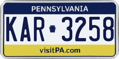 PA license plate KAR3258