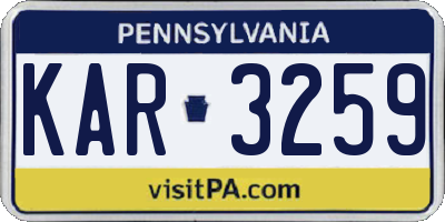 PA license plate KAR3259