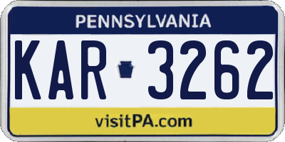PA license plate KAR3262