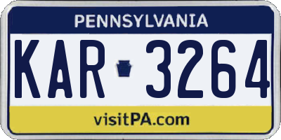 PA license plate KAR3264