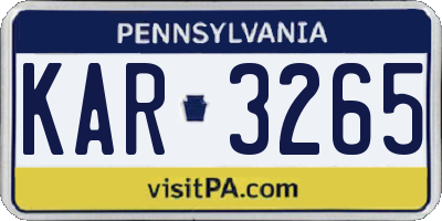 PA license plate KAR3265