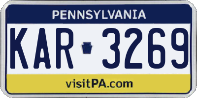 PA license plate KAR3269