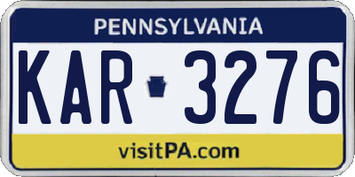 PA license plate KAR3276