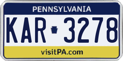 PA license plate KAR3278