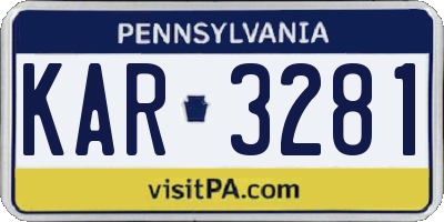 PA license plate KAR3281