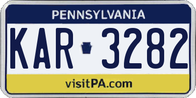 PA license plate KAR3282