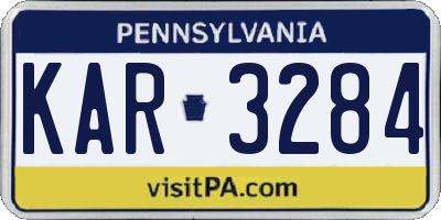 PA license plate KAR3284