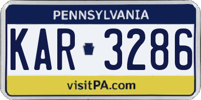 PA license plate KAR3286