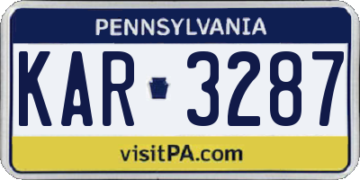 PA license plate KAR3287