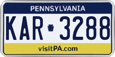 PA license plate KAR3288
