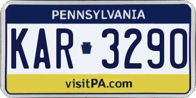 PA license plate KAR3290