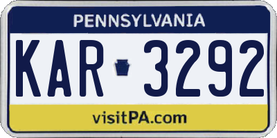 PA license plate KAR3292
