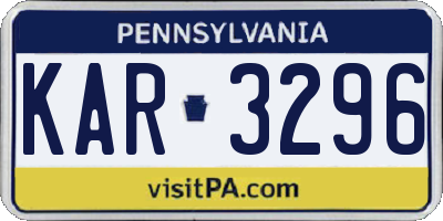 PA license plate KAR3296