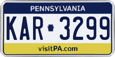 PA license plate KAR3299