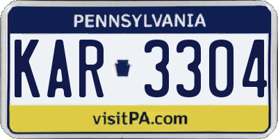 PA license plate KAR3304