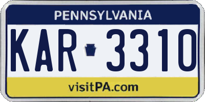 PA license plate KAR3310