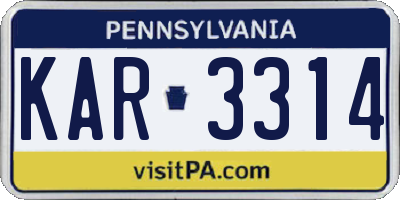 PA license plate KAR3314