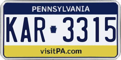 PA license plate KAR3315