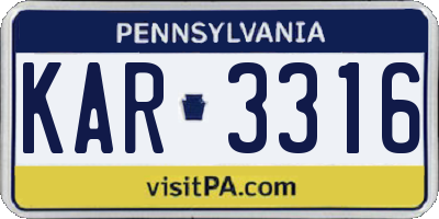 PA license plate KAR3316