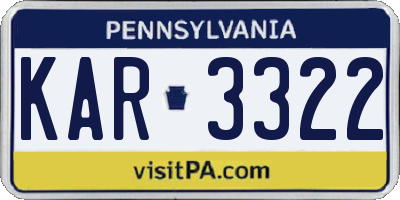 PA license plate KAR3322