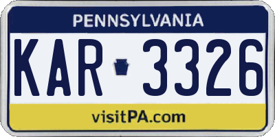 PA license plate KAR3326
