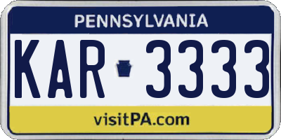 PA license plate KAR3333