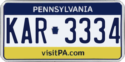PA license plate KAR3334