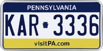 PA license plate KAR3336