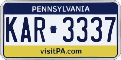 PA license plate KAR3337