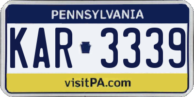 PA license plate KAR3339