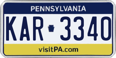 PA license plate KAR3340
