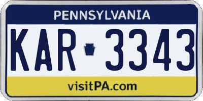 PA license plate KAR3343