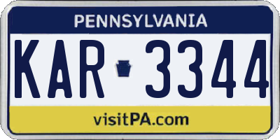 PA license plate KAR3344