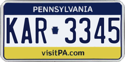 PA license plate KAR3345