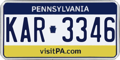 PA license plate KAR3346
