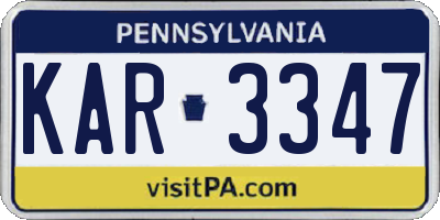 PA license plate KAR3347