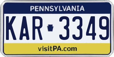 PA license plate KAR3349