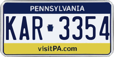 PA license plate KAR3354