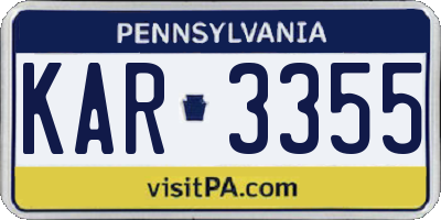 PA license plate KAR3355