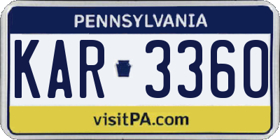 PA license plate KAR3360