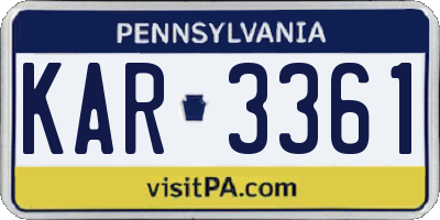 PA license plate KAR3361