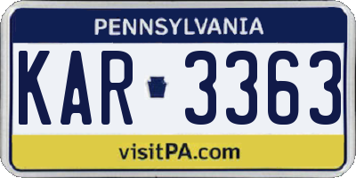 PA license plate KAR3363