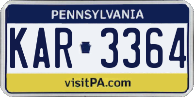 PA license plate KAR3364