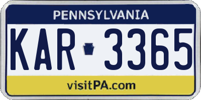 PA license plate KAR3365