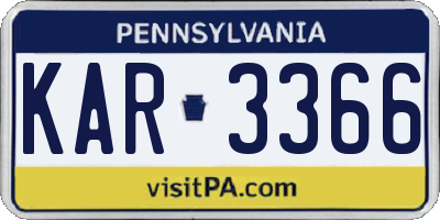 PA license plate KAR3366
