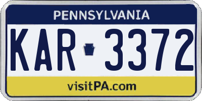 PA license plate KAR3372